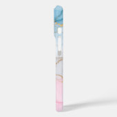 Coques Case-Mate iPhone Blue and Pink Marble with Gold Veins (Verso / Gauche)