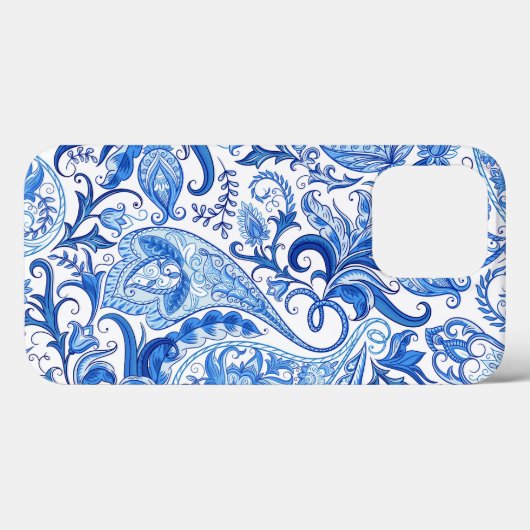 Coques Case-Mate iPhone Blue and White Paisley (Verso (horizontal))