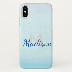 Case-Mate iPhone Case Blue Aqua Aquarelle Fade mignonne Nom initial