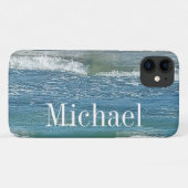 Coques Case-Mate iPhone Blue Atlantic Ocean Shore Simple Large Nom à impri (Dos (Horizontal))