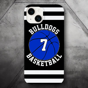 Coque Pour iPhone 14 Blue Basket Team Nom du joueur Numéro du joueur Pe
