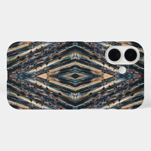 Coques Case-Mate iPhone Blue & Brown Wood Beams Photo Perspective Pattern (Verso (horizontal))