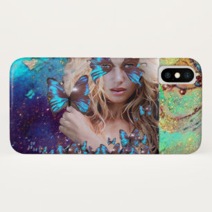 Case-Mate iPhone CASE BLUE BUTTERFLY WITH GREEN GOLD SPARKLES