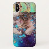 COQUES Case-Mate iPhone BLUE BUTTERFLY WITH GREEN GOLD SPARKLES (Dos)