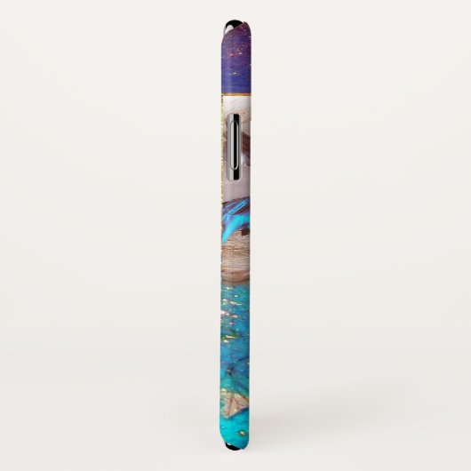 COQUES Case-Mate iPhone BLUE BUTTERFLY WITH GREEN GOLD SPARKLES (Dos/Droite)