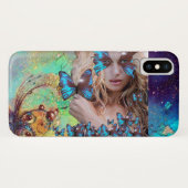 COQUES Case-Mate iPhone BLUE BUTTERFLY WITH GREEN GOLD SPARKLES (Dos (Horizontal))