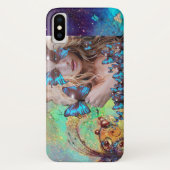 COQUES Case-Mate iPhone BLUE BUTTERFLY WITH GREEN GOLD SPARKLES (Dos)