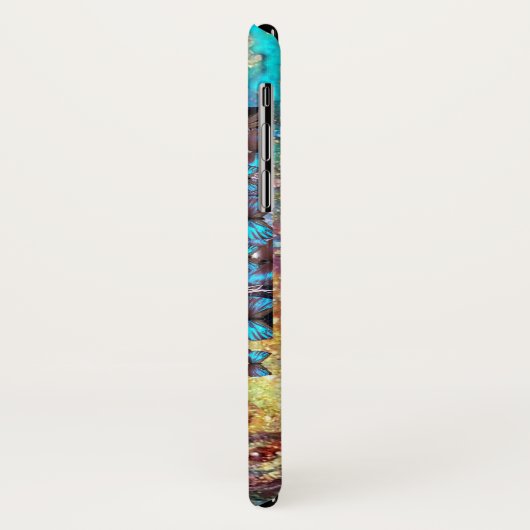 COQUES Case-Mate iPhone BLUE BUTTERFLY WITH GREEN GOLD SPARKLES (Dos/Gauche)