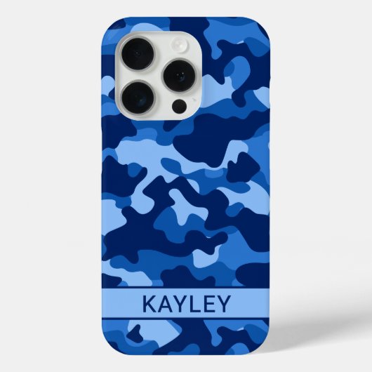 Coques Case-Mate iPhone Blue Camouflage Personalized (Verso)