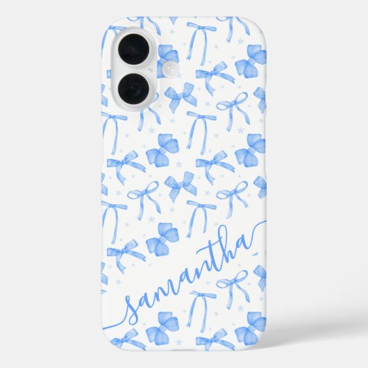 Coques Case-Mate iPhone Blue Coquette Bow Custom Name  (Verso)