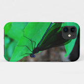 Coques Case-Mate iPhone Blue Damselfly on a green leaf. (Dos (Horizontal))