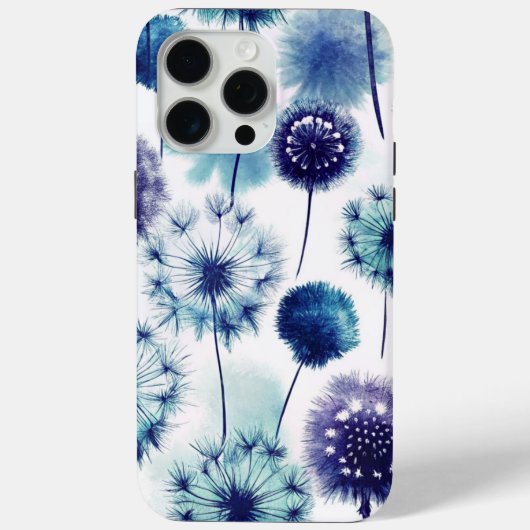 Coques Case-Mate iPhone Blue Dandelion Watercolor (Verso)