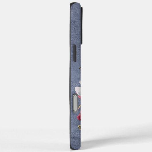 Coques Case-Mate iPhone Blue Denim Floral Monogrammed (Verso / Droite)