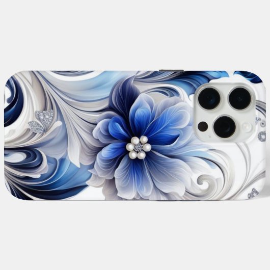 Coques Case-Mate iPhone Blue Floral Pastel Soft Design (Verso (horizontal))