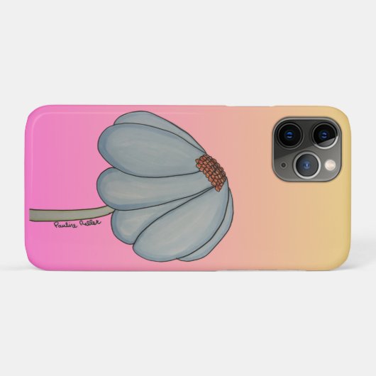 Coques Case-Mate iPhone Blue Flower with pink background (Dos (Horizontal))