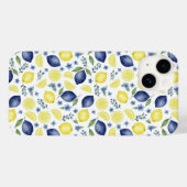 Coques Case-Mate iPhone Blue French Country Lemon Pattern (Verso (horizontal))