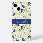 Coques Case-Mate iPhone Blue French Country Lemon Pattern Name (Verso)