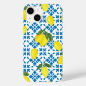 Coques Case-Mate iPhone Blue French Country Tile Lemon Pattern  (Verso)