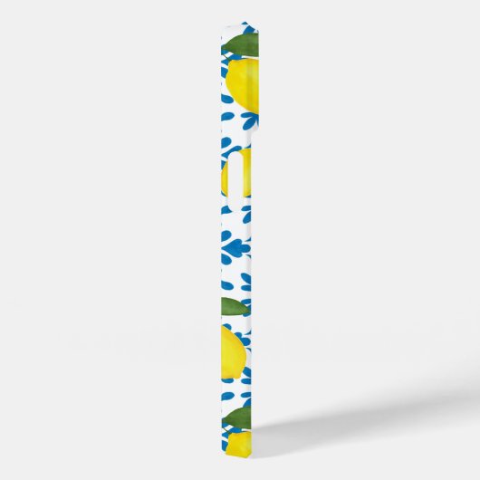 Coques Case-Mate iPhone Blue French Country Tile Lemon Pattern  (Verso / Droite)
