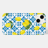 Coques Case-Mate iPhone Blue French Country Tile Lemon Pattern  (Verso (horizontal))