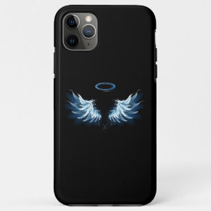 Case-Mate iPhone Case Blue Glowing Angel Wings on black background