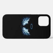 Coques Case-Mate iPhone Blue Glowing Angel Wings on black background (Verso (horizontal))