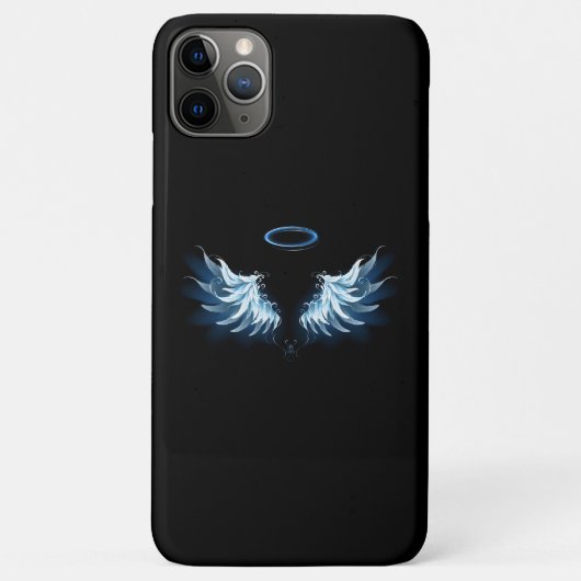 Coques Case-Mate iPhone Blue Glowing Angel Wings on black background (Dos)