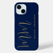 Coques Case-Mate iPhone Blue Gold Colours Professionnel Lettres initiales (Verso)
