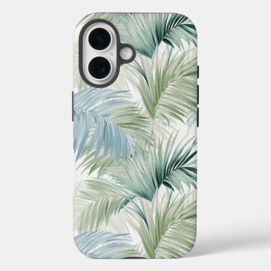 Coques Case-Mate iPhone Blue Green Palm Feuille Apple iPhone 16 Tough Coqu (Verso)