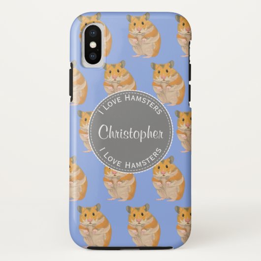 Coques Case-Mate iPhone Blue I love Hamsters Hamster Motif (Dos)