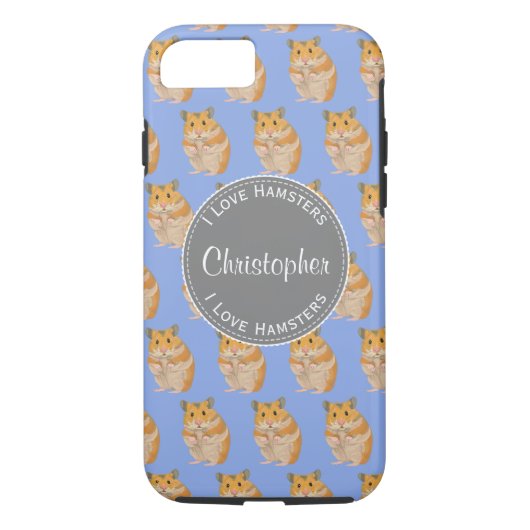 Coques Case-Mate iPhone Blue I love Hamsters Hamster Motif (Dos)