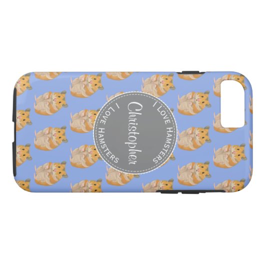 Coques Case-Mate iPhone Blue I love Hamsters Hamster Motif (Dos (Horizontal))