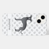 Coques Case-Mate iPhone Blue Italian Greyhound Cute Dog Avec Nom Personnal (Verso (horizontal))