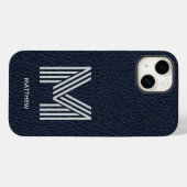 Coques Case-Mate iPhone Blue Leather Bold Monogram Masculine I Phone case (Verso (horizontal))