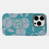 Coques Case-Mate iPhone Blue Modern Cercles Abstrait Motif Personnalisé (Verso (horizontal))