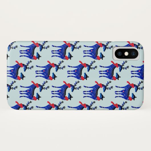 Coques Case-Mate iPhone Blue Nordic Reindeer Pair Motif (Dos (Horizontal))