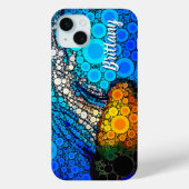 Coques Case-Mate iPhone Blue ocean orange marine méduse script nom amusant (Verso)