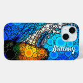 Coques Case-Mate iPhone Blue ocean orange marine méduse script nom amusant (Verso (horizontal))