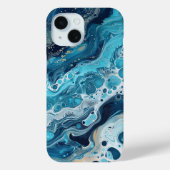 Coques Case-Mate iPhone Blue Ocean Paint Pour Abstrait Liquid Aesthétique (Verso)