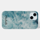 Coques Case-Mate iPhone Blue Ocean Summer Beach Waves Nom personnalisé (Verso (horizontal))