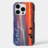 Coques Case-Mate iPhone Blue Orange Clouds California Sunset Nom Script (Verso)