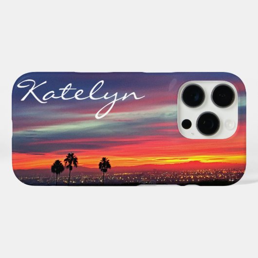 Coques Case-Mate iPhone Blue Orange Clouds California Sunset Nom Script (Verso (horizontal))