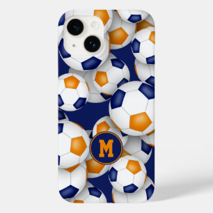 Coque Pour iPhone 14 Blue orange équipe couleurs enfants bals de footba