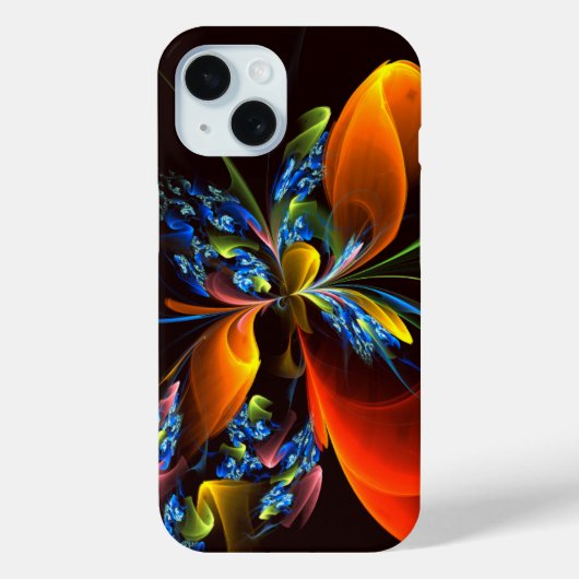 Coques Case-Mate iPhone Blue Orange Floral Moderne Art Abstrait Motif #03 (Verso)