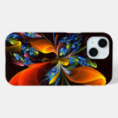 Coques Case-Mate iPhone Blue Orange Floral Moderne Art Abstrait Motif #03 (Verso (horizontal))