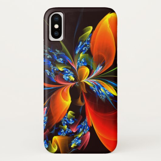 Coques Case-Mate iPhone Blue Orange Floral Moderne Art Abstrait Motif #03 (Dos)