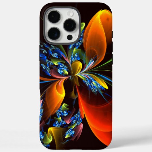 Coques Case-Mate iPhone Blue Orange Floral Moderne Art Abstrait Motif #03 (Verso)
