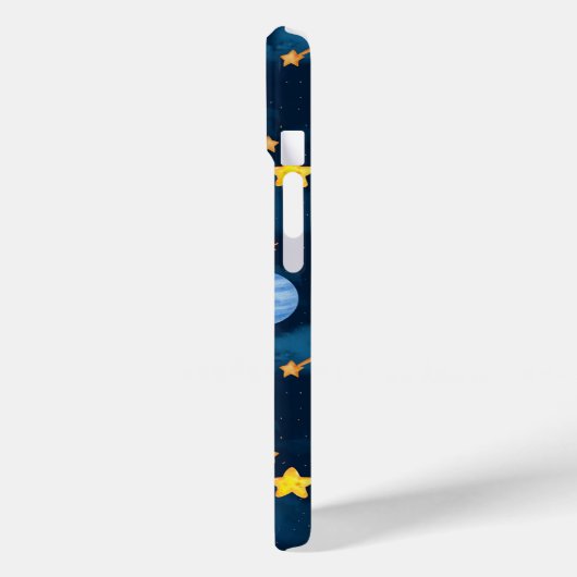 Coques Case-Mate iPhone Blue Outer Space Planets Seamless Pattern (Verso / Gauche)