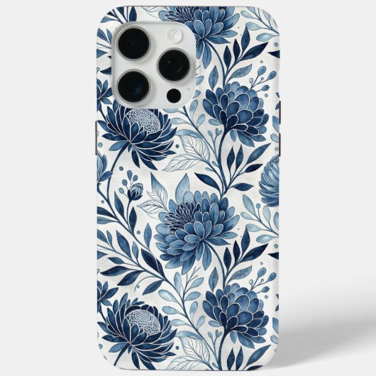 Coques Case-Mate iPhone Blue Peony Garden Watercolor (Verso)