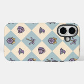 Coques Case-Mate iPhone Blue Personalized Girly Checkered (Verso (horizontal))